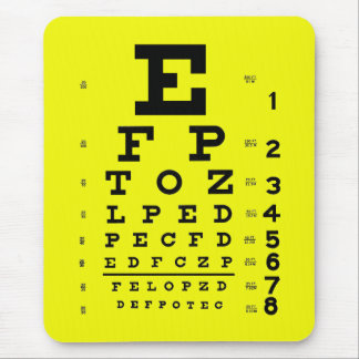 眼科学のOptometryの医学の視力検査表の黄色 マウスパッド