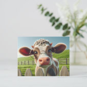 眼科用クリニックの牛着用メガネ ポストカード (スタンド正面)