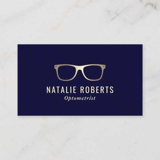 眼科用モダン眼鏡海軍金ゴールド 名刺 (正面)
