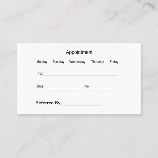 眼科診療所アポイントメント及び眼科医 名刺 (裏面)