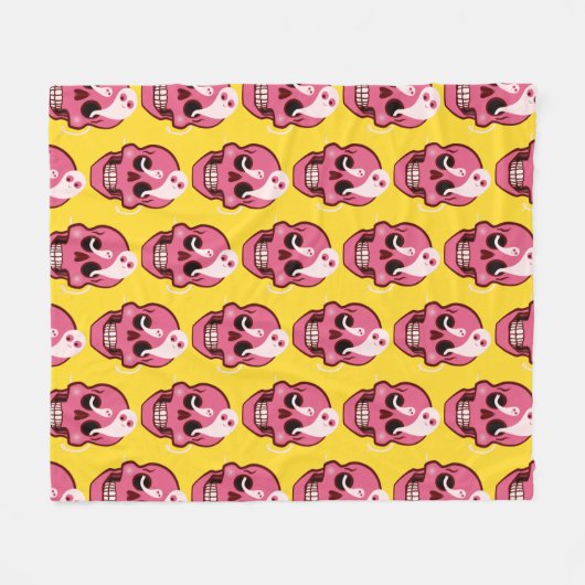 眼窩パターンの幽霊を持つ可愛いスカル フリースブランケット (正面(横))