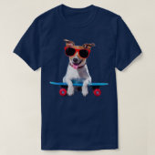眼鏡おもしろい付きスケートボード犬の子犬ギフト Tシャツ (デザイン正面)