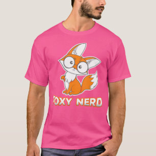 眼鏡おもしろい付きフォキシおたくネルディキツネ Tシャツ
