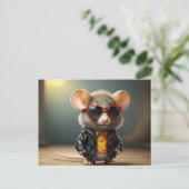 眼鏡おもしろい付きマウス ポストカード (スタンド正面)