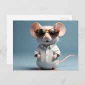 眼鏡おもしろい付きマウス ポストカード (正面/裏面)