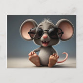 眼鏡おもしろい付きマウス ポストカード (正面)