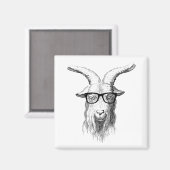 眼鏡おもしろい付き動物ヒップスターヤギ マグネット (正面/裏面)