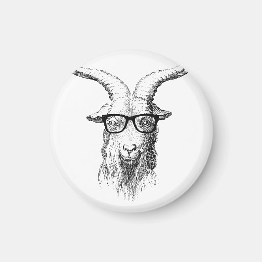 眼鏡おもしろい付き動物ヒップスターヤギ マグネット (正面)