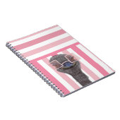 眼鏡おもしろい付き可愛いダチョウ – ピンク |お洒落 | ノートブック (右側)