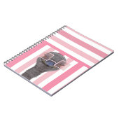 眼鏡おもしろい付き可愛いダチョウ – ピンク |お洒落 | ノートブック (左側)