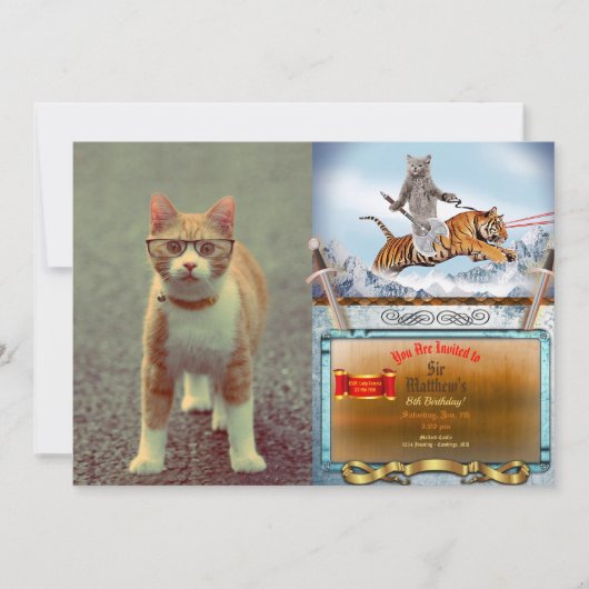 眼鏡おもしろい付き猫 招待状 (正面)