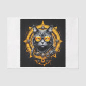 眼鏡つきサイバーパンクスチームパンク猫 –  薄葉紙 (正面)