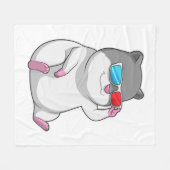 眼鏡つきハムスター フリースブランケット (正面(横))