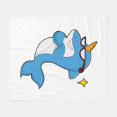 眼鏡でユニコーンのイルカ.PNG フリースブランケット (正面(横))