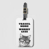 眼鏡で猫の心配おもしろいを減らす ラゲッジタグ (正面縦)