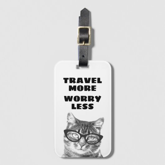 眼鏡で猫の心配おもしろいを減らす ラゲッジタグ (正面縦)