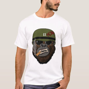 眼鏡とサルを持つヒップスターおもしろいゴリラ Tシャツ
