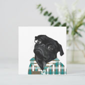 眼鏡とシャツで愛らしいブラックパグ (スタンド正面)