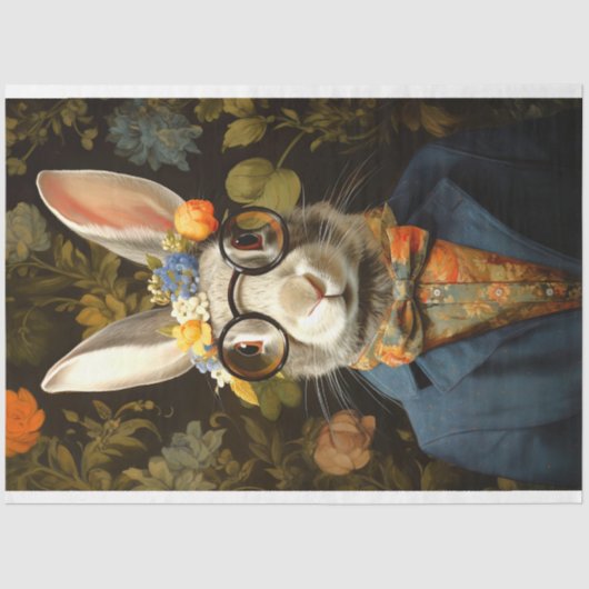 眼鏡とスーツのウサギ1デコページ紙 薄葉紙 (正面)