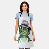 眼鏡とハットベクトルを着たヒップスターのカエル動物 エプロン (着用した状態)