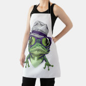 眼鏡とハットベクトルを着たヒップスターのカエル動物 エプロン (インサイチュ)