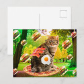 眼鏡とファストフード付き猫 ポストカード (正面/裏面)
