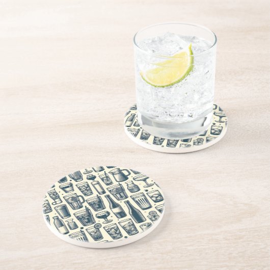 眼鏡とボトルデザイン コースター (側面)