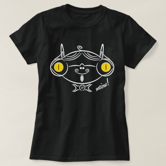 眼鏡と口ひげの上品な猫のスケッチ Tシャツ (デザイン正面)