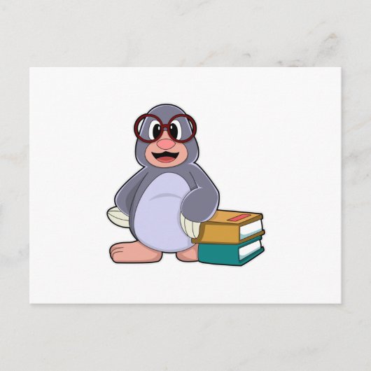 眼鏡と書籍のモグラ ポストカード (正面)