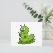 眼鏡と本を手にしたオタクとしての毛虫 ポストカード (スタンド正面)