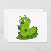 眼鏡と本を手にしたオタクのケータピラー ポストカード (正面/裏面)