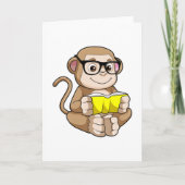眼鏡と本を持つ学生の猿 カード (正面)