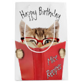 眼鏡と赤い本誕生日 ミディアムペーパーバッグ (正面)