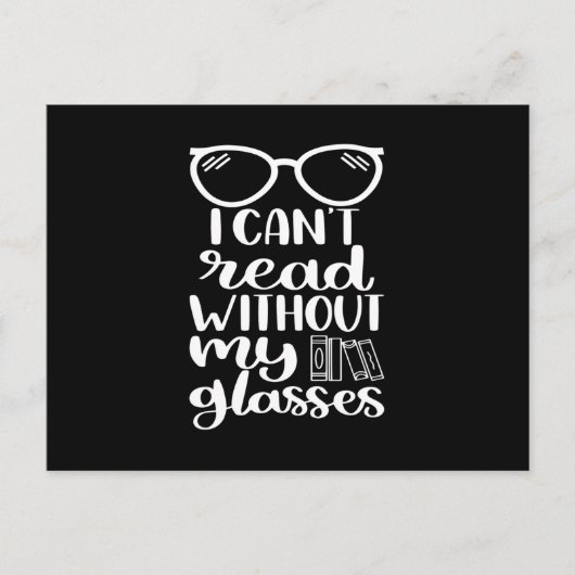 眼鏡なしでは本を読むことができない ポストカード (正面)