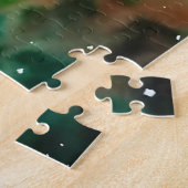 眼鏡のアフロヘアの黒い女性銀河系アート ジグソーパズル (側面)