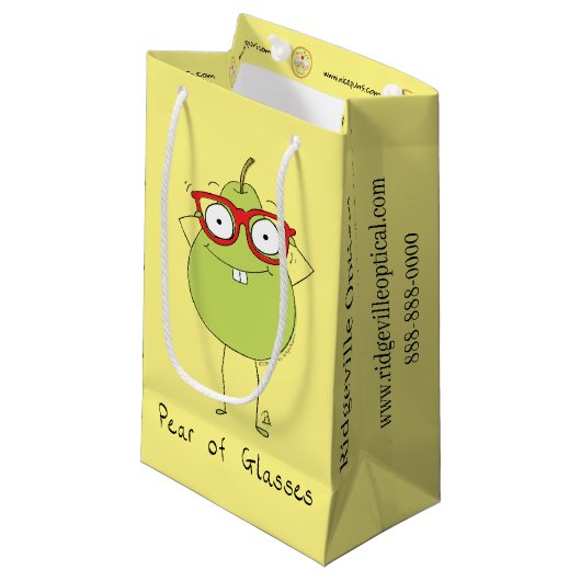 眼鏡のカスタム梨のショッピングバッグアイドクター スモールペーパーバッグ (正面アングル)