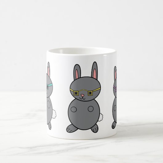眼鏡のカバを着たウサギ コーヒーマグカップ (中央)