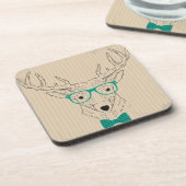 眼鏡のグランジクリスマスとヒップスターのトナカイElk コースター (左側)