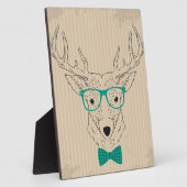 眼鏡のグランジクリスマスとヒップスターのトナカイElk フォトプラーク (側面)