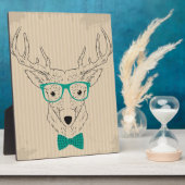眼鏡のグランジクリスマスとヒップスターのトナカイElk フォトプラーク (側面)