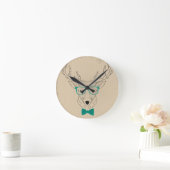 眼鏡のグランジクリスマスとヒップスターのトナカイElk ラウンド壁時計 (ホーム)