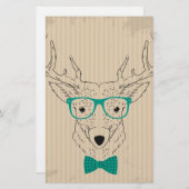眼鏡のグランジクリスマスとヒップスターのトナカイElk 便箋 (正面/裏面)