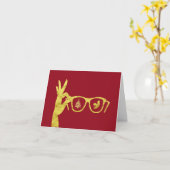 眼鏡のシルエット 眼科医 クリスマスカード カード (黄色い花)