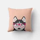 眼鏡のハスキー – ヒップスター眼鏡の犬 クッション (裏面)