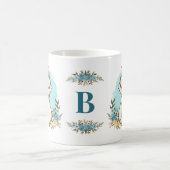 眼鏡のフローラモノグラムを着た可愛魅力的い猫 コーヒーマグカップ (中央)