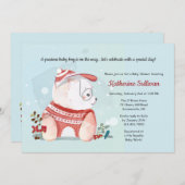 眼鏡のベビーシャワー付き子犬 招待状 (正面/裏面)
