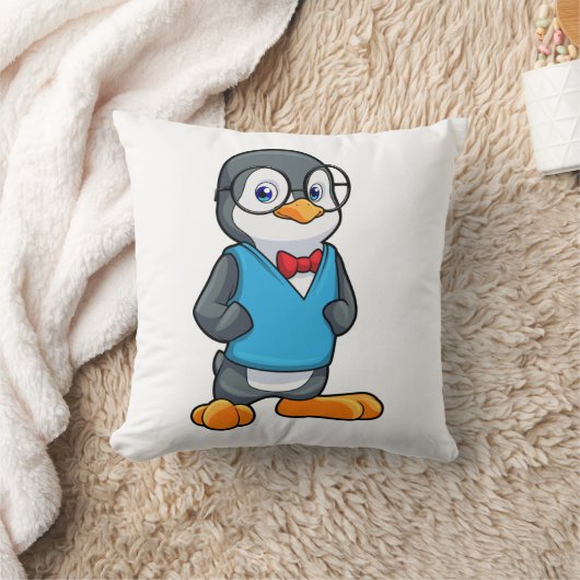 眼鏡の付いたおたくとしてのペンギン クッション (ブランケット)