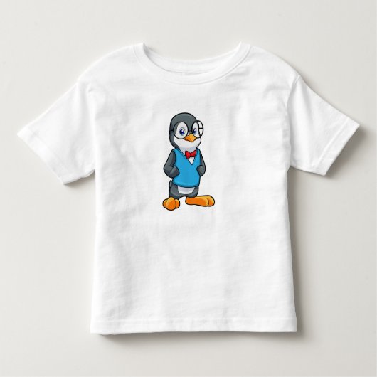 眼鏡の付いたおたくとしてのペンギン トドラーTシャツ (正面)