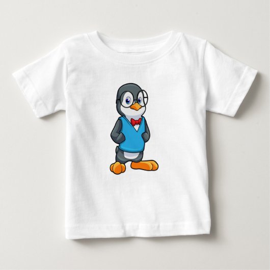 眼鏡の付いたおたくとしてのペンギン ベビーTシャツ (正面)