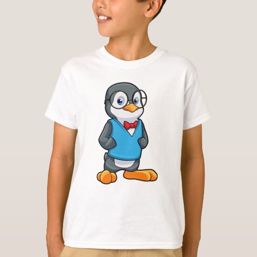 眼鏡の付いたおたくとしてのペンギン Tシャツ (正面)
